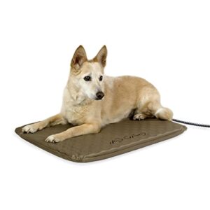 k&h pet products lectro-soft outdoor heated dog and cat bed, electric thermostatically controlled orthopedic pet pad tan medium 19 x 24 inches