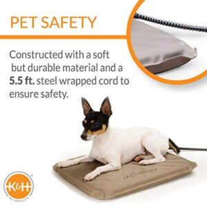 K&H Pet Products Lectro-Soft Outdoor Heated Dog and Cat Bed, Electric Thermostatically Controlled Orthopedic Pet Pad Tan Medium 19 X 24 Inches