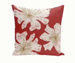 e by design decorative pillow, 18″ x 18″, red/white/brown