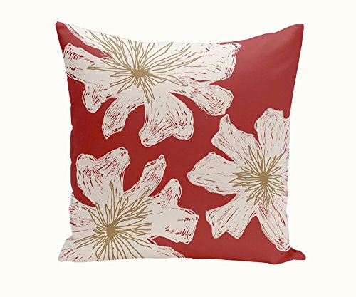 E by design Decorative Pillow, 18" x 18", Red/White/Brown