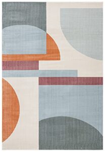 safavieh orwell collection 2′ x 3′ ivory/blue orw370a mid-century modern abstract non-shedding area rug