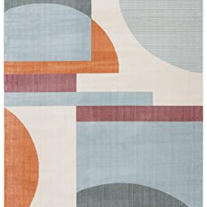 Safavieh Orwell Collection 2' x 3' Ivory/Blue ORW370A Mid-Century Modern Abstract Non-Shedding Area Rug