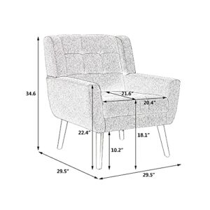 Dolonm Midcentury Modern Accent Chair with Arms, Upholstered Fabric Reading Side Chair Tufted Back Decorative Wingback Chair for Living Room Bedroom (Orange)