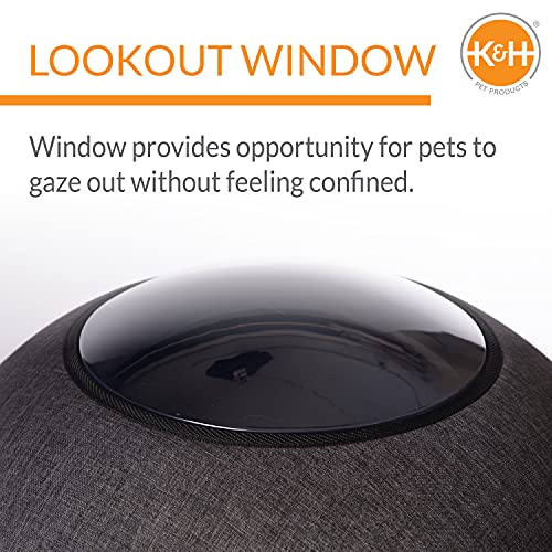 K&H PET PRODUCTS Thermo Lookout Pod Heated Cat Bed Classy Gray 22 Inches