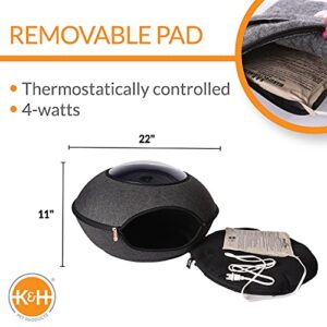 K&H PET PRODUCTS Thermo Lookout Pod Heated Cat Bed Classy Gray 22 Inches