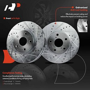 A-Premium Front Drilled and Slotted Disc Brake Rotors and Pads Kit Compatible with Lexus GS300 1993-2005, GS400 1998-2000, GS430 2001-2005, IS300 2001-2005, SC430 2002-2010 6-PC Set