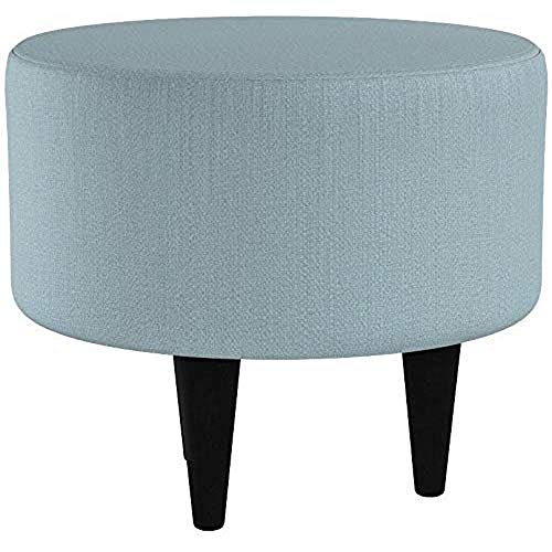 Sole Designs Candice Series Sophia Collection Round Upholstered Ottoman with Espresso Leg Finish, Bay Blue