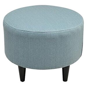 sole designs candice series sophia collection round upholstered ottoman with espresso leg finish, bay blue