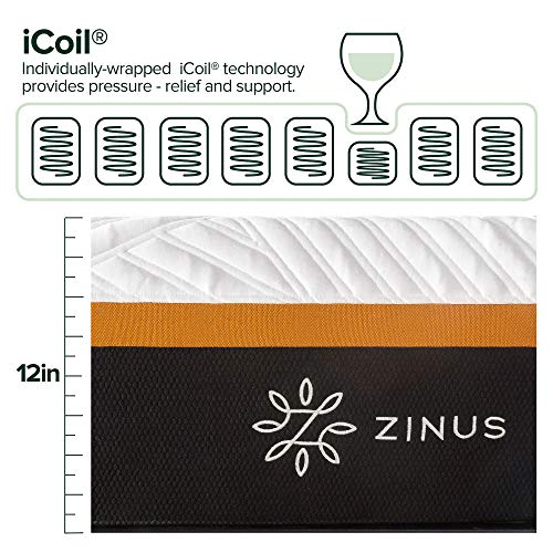 ZINUS 12 Inch Cooling Copper ADAPTIVE Pocket Spring Hybrid Mattress / Moisture Wicking Cover / Cooling Foam / Pocket Innersprings for Motion Isolation / Mattress-in-a-Box, Twin