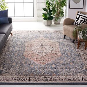 safavieh vivaldi collection 9′ x 12′ blue/rust viv565m traditional vintage oriental area rug