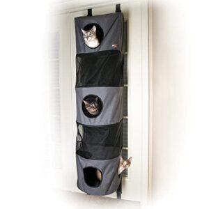 K&H PET PRODUCTS Hangin' Cat Condo Door Mounted Cat Furniture Cat Tree Classy Gray 5 Story High Rise