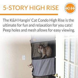 K&H PET PRODUCTS Hangin' Cat Condo Door Mounted Cat Furniture Cat Tree Classy Gray 5 Story High Rise