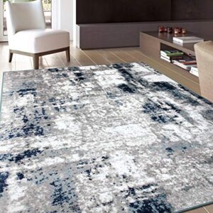 rugshop contemporary abstract distressed area rug 7’10” x 10′ blue