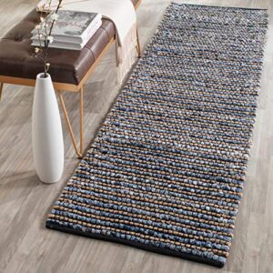safavieh cape cod collection 2’3″ x 6′ blue cap365a handmade flatweave braided cotton & jute runner rug