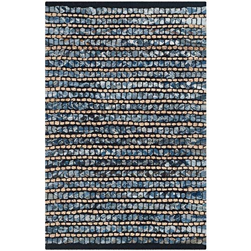SAFAVIEH Cape Cod Collection 2'3" x 6' Blue CAP365A Handmade Flatweave Braided Cotton & Jute Runner Rug