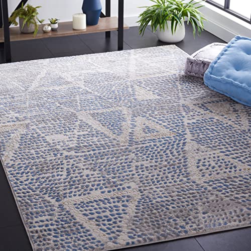 Safavieh Palma Collection 9' x 12' Beige/Blue PAM318A Modern Contemporary Non-Shedding Area Rug