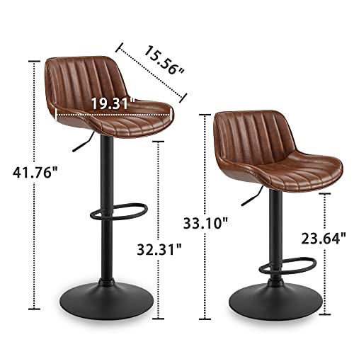 Volans Bar Stools Set of 4, Mid Century Modern Faux Leather Swivel ...