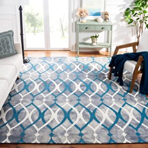 safavieh dip dye collection 9′ x 12′ grey/ivory blue ddy534j handmade modern premium wool area rug