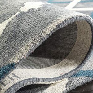 SAFAVIEH Dip Dye Collection 9' x 12' Grey/Ivory Blue DDY534J Handmade Modern Premium Wool Area Rug