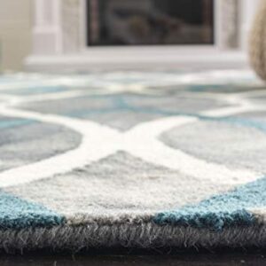 SAFAVIEH Dip Dye Collection 9' x 12' Grey/Ivory Blue DDY534J Handmade Modern Premium Wool Area Rug