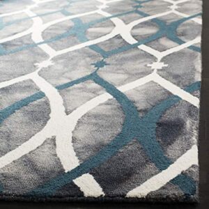 SAFAVIEH Dip Dye Collection 9' x 12' Grey/Ivory Blue DDY534J Handmade Modern Premium Wool Area Rug