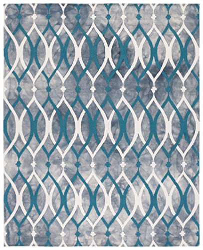 SAFAVIEH Dip Dye Collection 9' x 12' Grey/Ivory Blue DDY534J Handmade Modern Premium Wool Area Rug