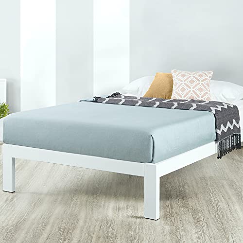 Mellow Rocky Base C 14" Platform Bed Heavy Duty Steel White, w/ Patented Wide Steel Slats (No Box Spring Needed) - Full