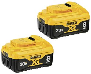 dewalt 20v max* xr batteries, 8.0-ah, 2-pack (dcb208-2)