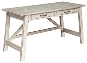 signature design by ashley carynhurst farmhouse 60″ home office desk with drawers, distressed white