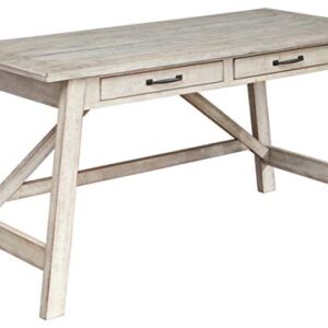 Signature Design by Ashley Carynhurst Farmhouse 60" Home Office Desk with Drawers, Distressed White