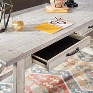 Signature Design by Ashley Carynhurst Farmhouse 60" Home Office Desk with Drawers, Distressed White