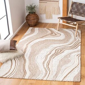 safavieh fifth avenue collection 8′ x 8′ square beige/ivory ftv121b handmade modern abstract new zealand wool area rug