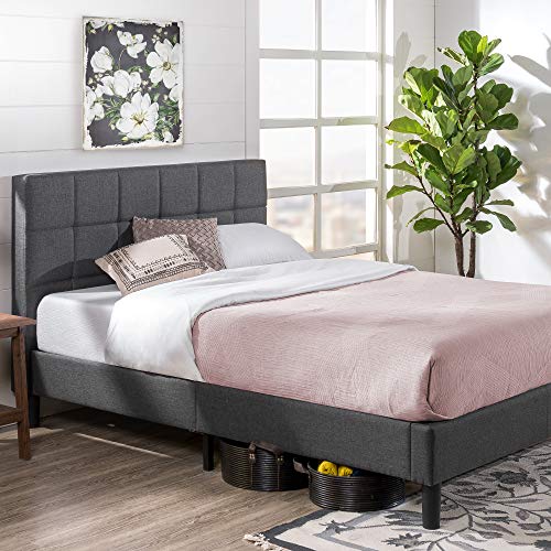 ZINUS Lottie Upholstered Platform Bed Frame, Grey, King & 12 Inch Green Tea Cooling Gel Memory Foam Mattress / Cooling Gel Foam / Pressure Relieving / CertiPUR-US Certified / Bed-in-a-Box, King