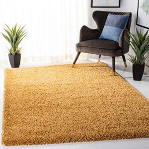safavieh hudson shag collection 6′ x 9′ gold sgh220d modern solid non-shedding 2-inch thick area rug