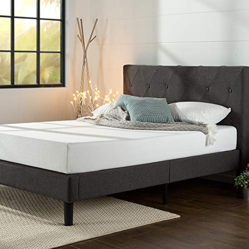 ZINUS 12 Inch Green Tea Cooling Gel Memory Foam Mattress, King & Shalini Upholstered Platform Bed Frame/Mattress Foundation/Wood Slat Support/No Box Spring Needed, Dark Grey, King