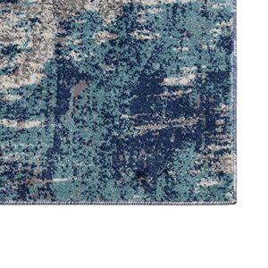 LUXE WEAVERS Rug 7680 Abstract Modern Area Rug, Stain Resistant, Machine-Made, Dark Blue, Light Blue / 8' x 10'