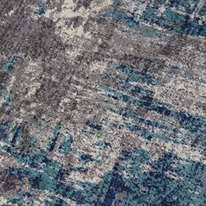 LUXE WEAVERS Rug 7680 Abstract Modern Area Rug, Stain Resistant, Machine-Made, Dark Blue, Light Blue / 8' x 10'