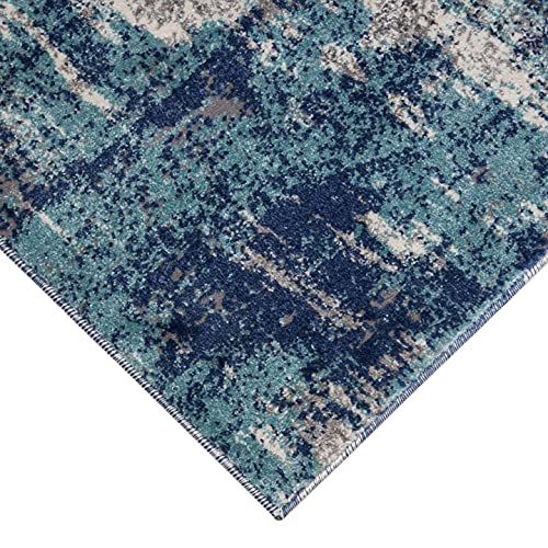 LUXE WEAVERS Rug 7680 Abstract Modern Area Rug, Stain Resistant, Machine-Made, Dark Blue, Light Blue / 8' x 10'