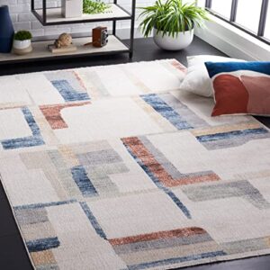 safavieh bayside collection machine washable 4′ x 6′ ivory/blue rust bay126a modern contemporary entryway living room foyer bedroom accent rug