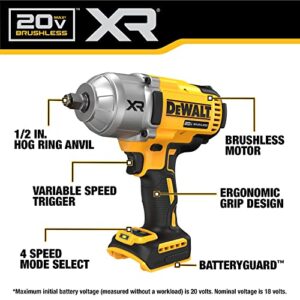 DEWALT 20V MAX Cordless Impact Wrench with Brushless Motor, 1/2", LED Work Light, Bare Tool Only (DCF900B)