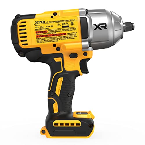 DEWALT 20V MAX Cordless Impact Wrench with Brushless Motor, 1/2", LED Work Light, Bare Tool Only (DCF900B)