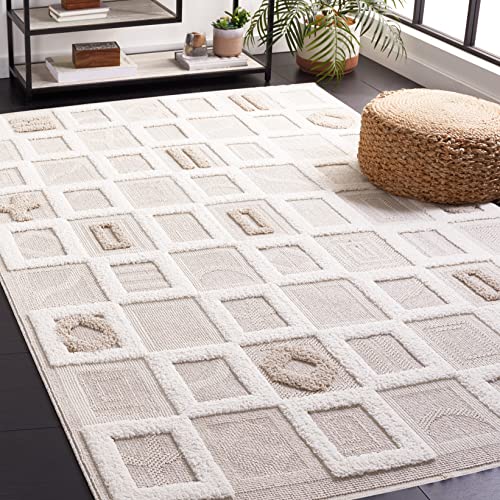 Safavieh Trends Collection 9' x 12' Beige/Ivory TRD108B Modern Contemporary Textured Area Rug