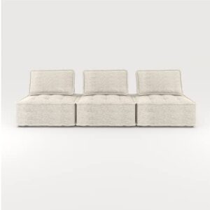 cecer modular sectional sofa couch, armless floor sofa couch, convertible 3 seats sofa bed, oversized variable sectional sofa couches for living room, free combination 3 pc, beige
