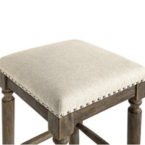 Ball & Cast Counter Height Stool Upholstered Counter Bar Stools Weathered Grey Finish 26" H, Taupe Fabric 2-Pack