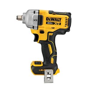 dewalt 20v max cordless impact wrench, 1/2″ hog ring, includes led work light and belt clip, bare tool only (dcf891b)