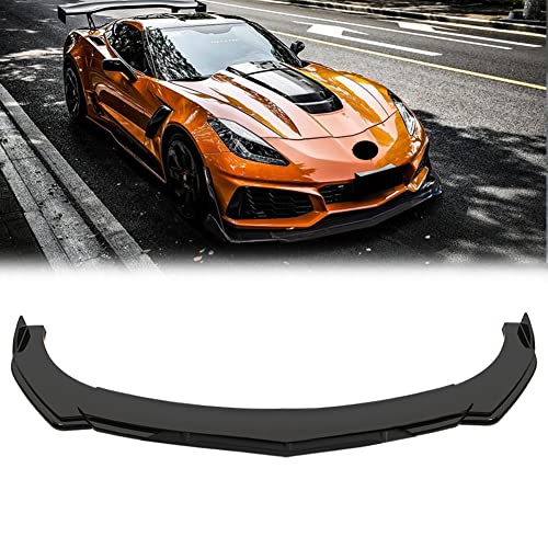 DREAMIZER Universal Front Splitter Lip Chin Spoiler Protector Lip Kitwith 8"-11" Strut Rod(Red) Universal Fit - Gloss Black,Black Tongue