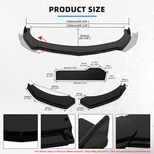 DREAMIZER Universal Front Splitter Lip Chin Spoiler Protector Lip Kitwith 8"-11" Strut Rod(Red) Universal Fit - Gloss Black,Black Tongue