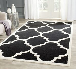 safavieh cambridge collection 5′ x 8′ black/ivory cam140e handmade moroccan trellis premium wool area rug