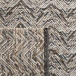 Safavieh Kilim Collection 3' x 5' Beige/Black KLM729B Flat Weave Contemporary Chevron Wool Area Rug