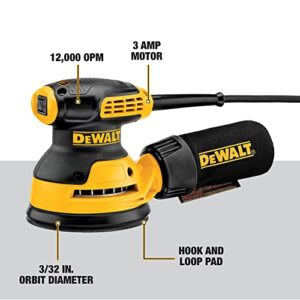 DEWALT 20V MAX Orbital Sander Kit, 5 inch, 3 amp, Corded, 12,000 OPM (DWE6421K)